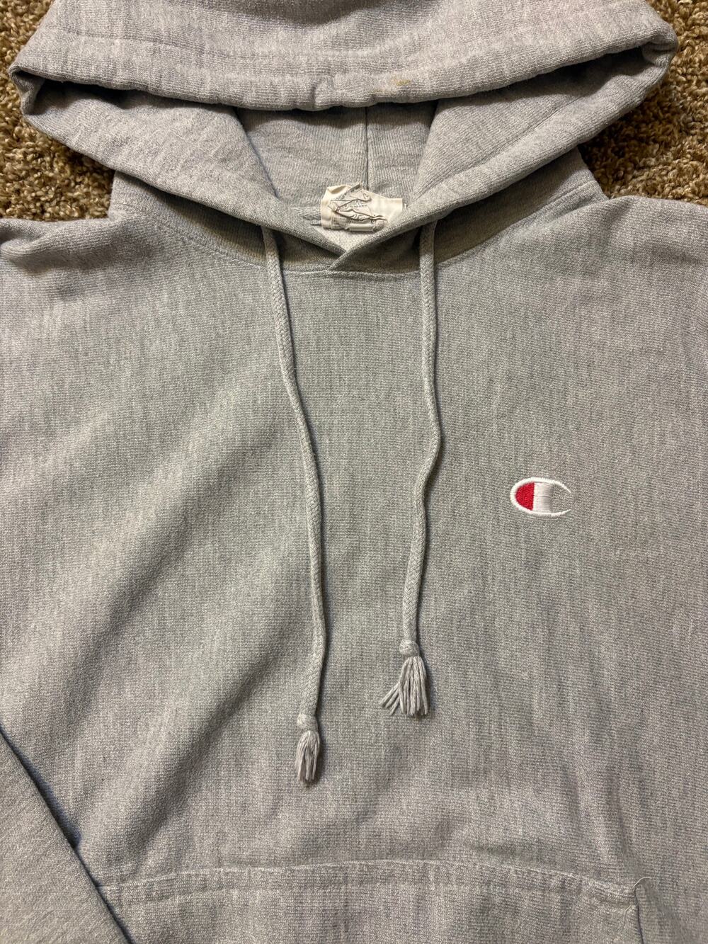 Champion Reverse Weave Pullover Hoodie Mens Size Small Gray Y2K